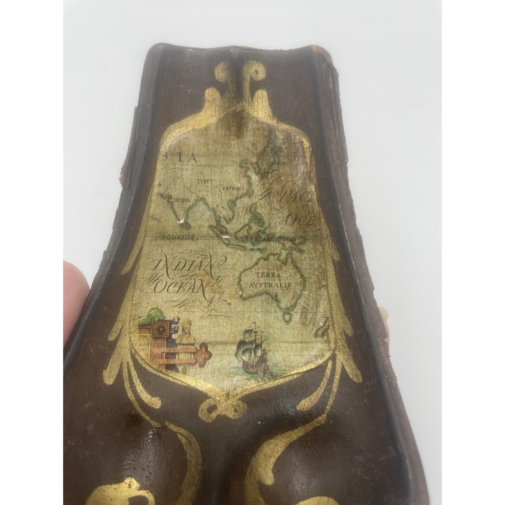 Antique Italian‎ Ceramic Double Pipe Holder Old World Map Handpainted SMR Italy - Picture 5 of 10